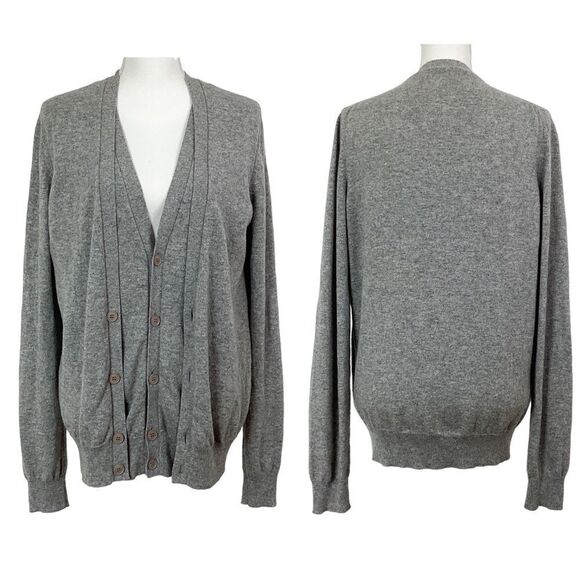 TOMAS MAIER Size Small S Double Cardigan Gray 100% Cashmere Sweater Grey V-neck - Picture 1 of 15